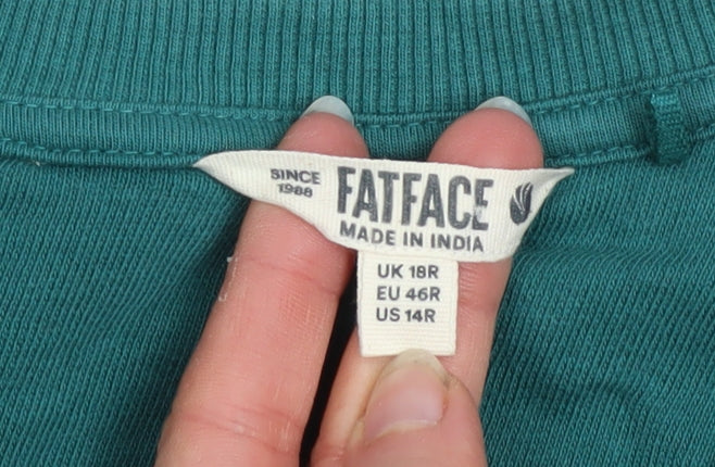 FatFace Women's Green Beaded Long Sleeve Shift Dress Size 18