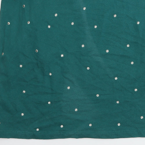 FatFace Women's Green Beaded Long Sleeve Shift Dress Size 18