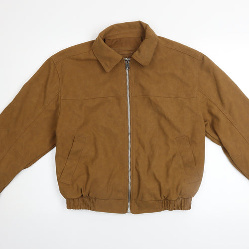 Bershka Men's Brown Polyurethane Bomber Jacket Size S