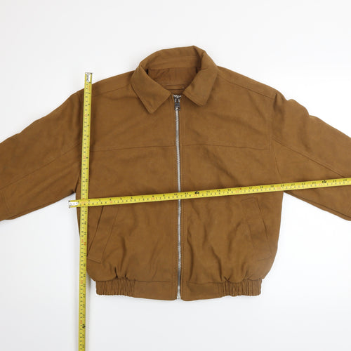 Bershka Men's Brown Polyurethane Bomber Jacket Size S