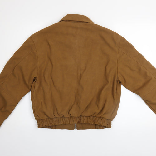 Bershka Men's Brown Polyurethane Bomber Jacket Size S