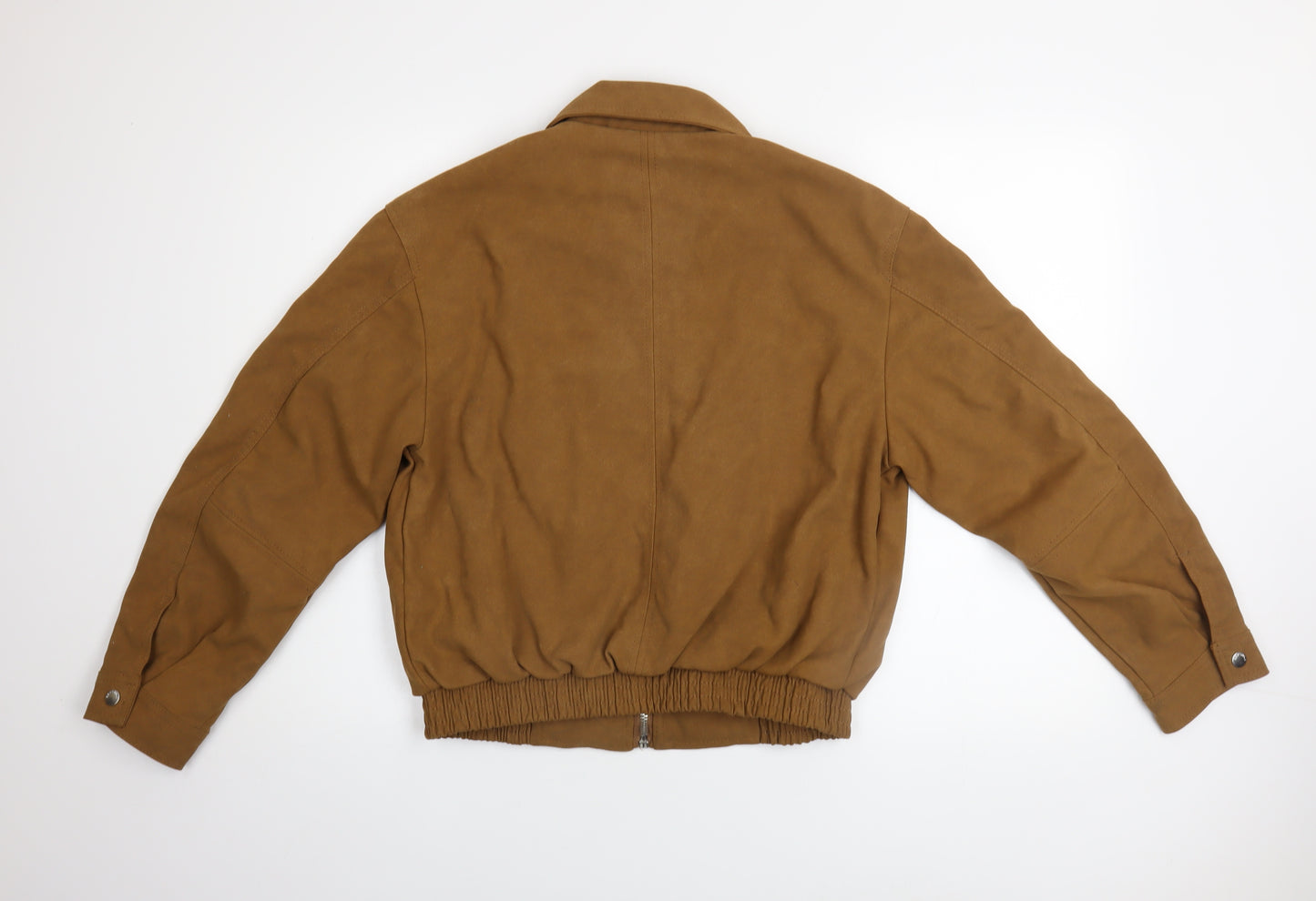 Bershka Men's Brown Polyurethane Bomber Jacket Size S