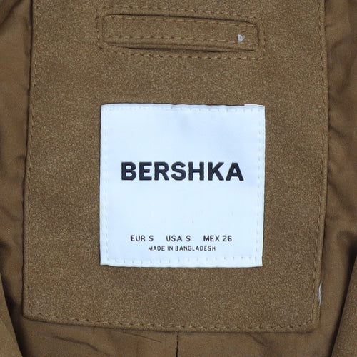 Bershka Men's Brown Polyurethane Bomber Jacket Size S