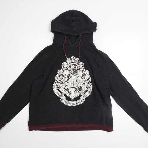 Harry Potter Women's Black Hoodie Size 18 Hogwarts Crest Cotton Blend