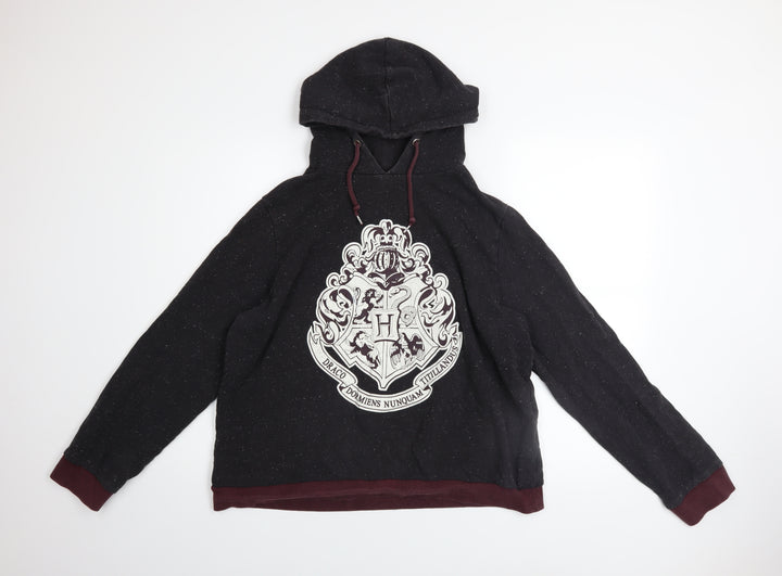 Harry Potter Women's Black Hoodie Size 18 Hogwarts Crest Cotton Blend