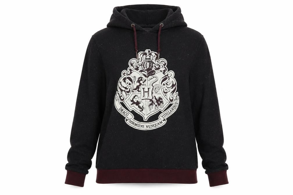 Harry Potter Women's Black Hoodie Size 18 Hogwarts Crest Cotton Blend