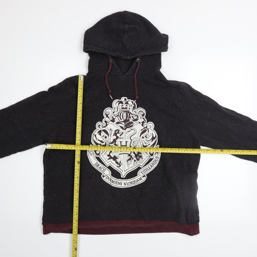 Harry Potter Women's Black Hoodie Size 18 Hogwarts Crest Cotton Blend
