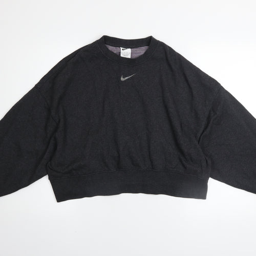 Nike Womens Black XS Pullover Sweatshirt 80% Cotton Relaxed Fit