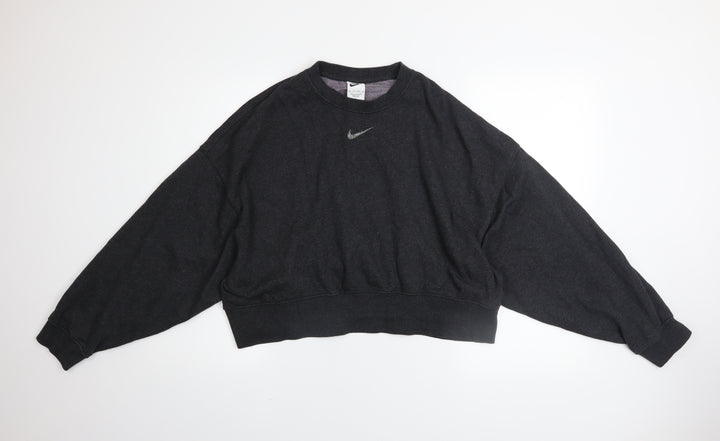 Nike Womens Black XS Pullover Sweatshirt 80% Cotton Relaxed Fit