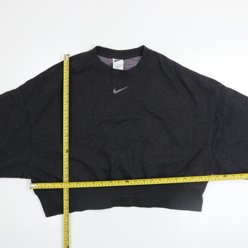 Nike Womens Black XS Pullover Sweatshirt 80% Cotton Relaxed Fit