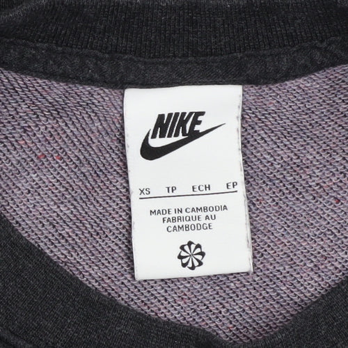 Nike Womens Black XS Pullover Sweatshirt 80% Cotton Relaxed Fit