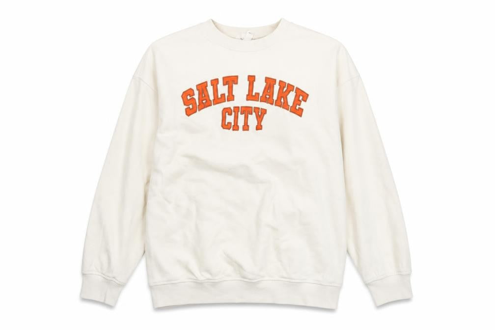 Front view of H&M Women Ivory Salt Lake City Pullover Sweatshirt XS
