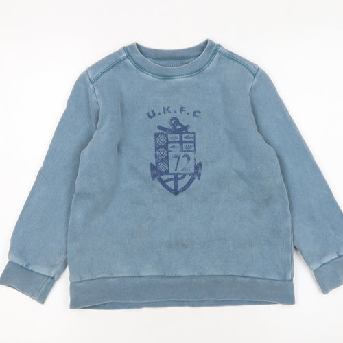 French Connection Boys Blue Cotton Blend Pullover Sweatshirt Age 6