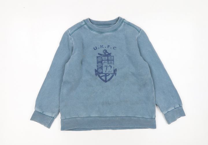 French Connection Boys Blue Cotton Blend Pullover Sweatshirt Age 6