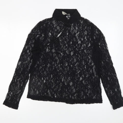 ASOS Women’s Black Lace High Neck Long Sleeve Blouse UK 12