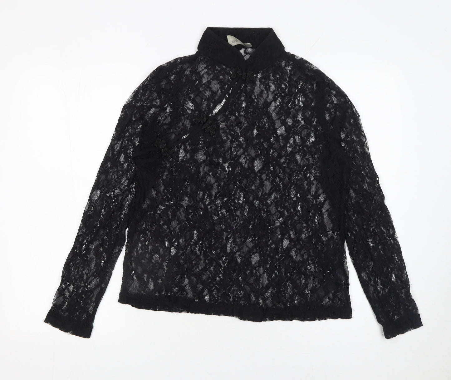 ASOS Women’s Black Lace High Neck Long Sleeve Blouse UK 12