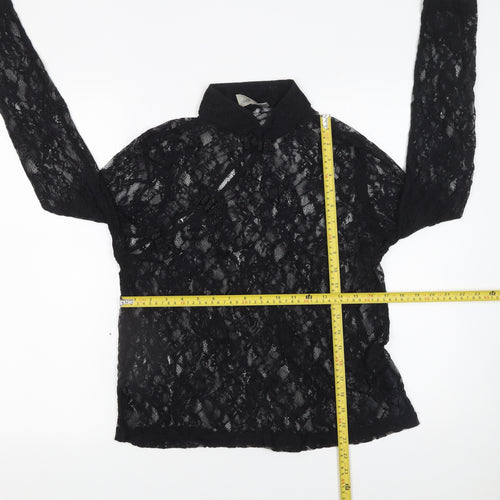 ASOS Women’s Black Lace High Neck Long Sleeve Blouse UK 12