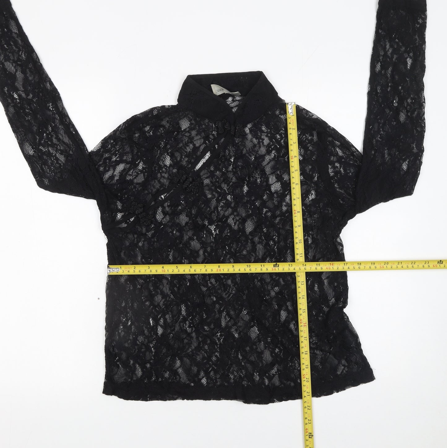 ASOS Women’s Black Lace High Neck Long Sleeve Blouse UK 12