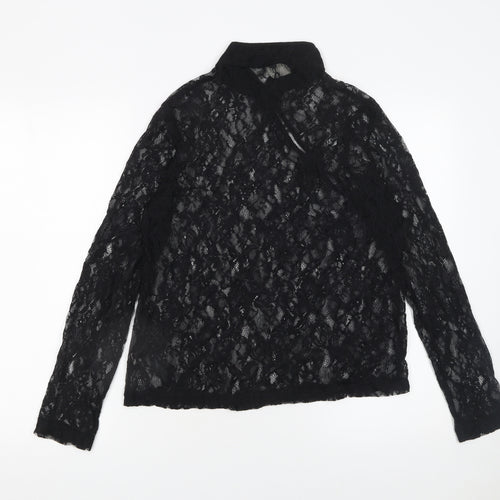 ASOS Women’s Black Lace High Neck Long Sleeve Blouse UK 12