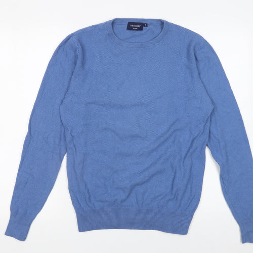 Dan John Men's Blue Cotton Crew Neck Pullover Jumper Medium