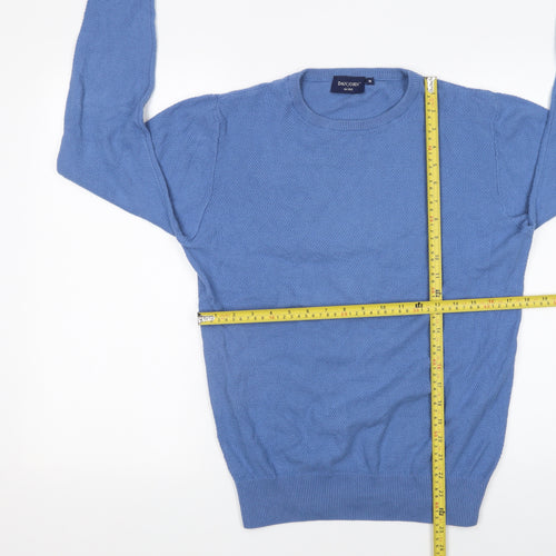 Dan John Men's Blue Cotton Crew Neck Pullover Jumper Medium