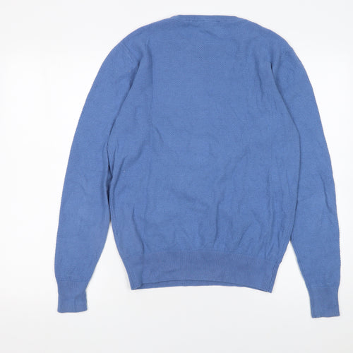 Dan John Men's Blue Cotton Crew Neck Pullover Jumper Medium