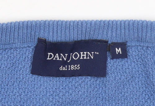 Dan John Men's Blue Cotton Crew Neck Pullover Jumper Medium