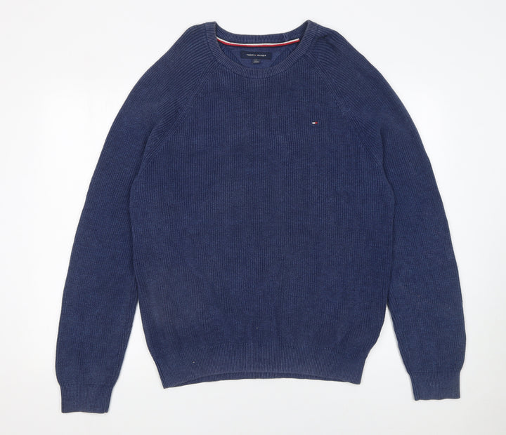 Tommy Hilfiger Men’s Blue Cotton Crew Neck Jumper L