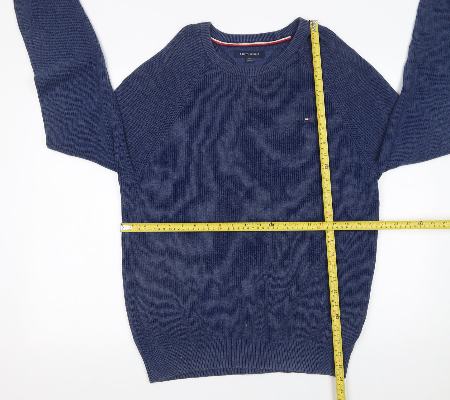 Tommy Hilfiger Men’s Blue Cotton Crew Neck Jumper L