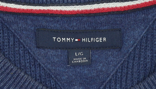 Tommy Hilfiger Men’s Blue Cotton Crew Neck Jumper L