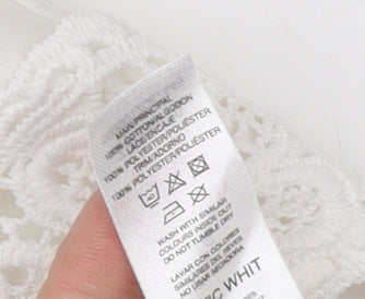 Savida Womens White Cotton Tunic Blouse Size 18 V-Neck Crochet Detail