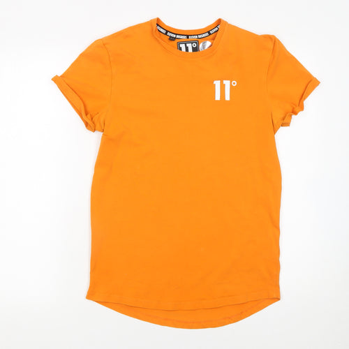 11 Degrees Men's Orange Slim Fit Crew Neck Short Sleeve T-Shirt Size S