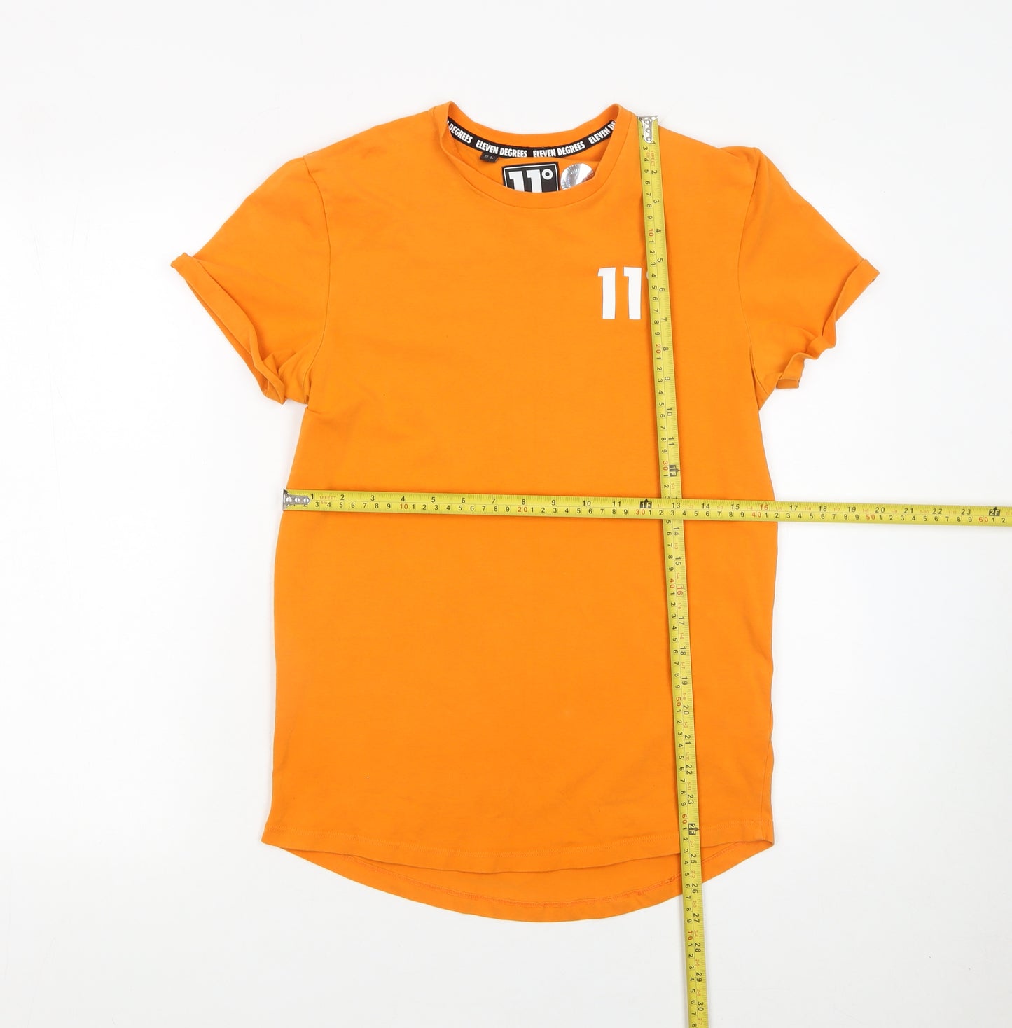 11 Degrees Men's Orange Slim Fit Crew Neck Short Sleeve T-Shirt Size S