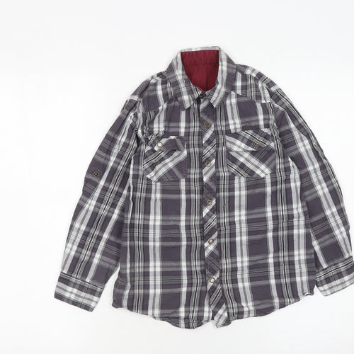 St. Bernard for Dunnes Boys Grey Check Button-Up Long Sleeve Shirt 8-9 Years