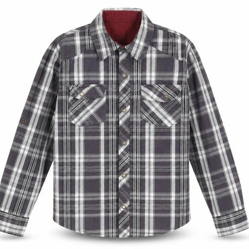 St. Bernard for Dunnes Boys Grey Check Button-Up Long Sleeve Shirt 8-9 Years