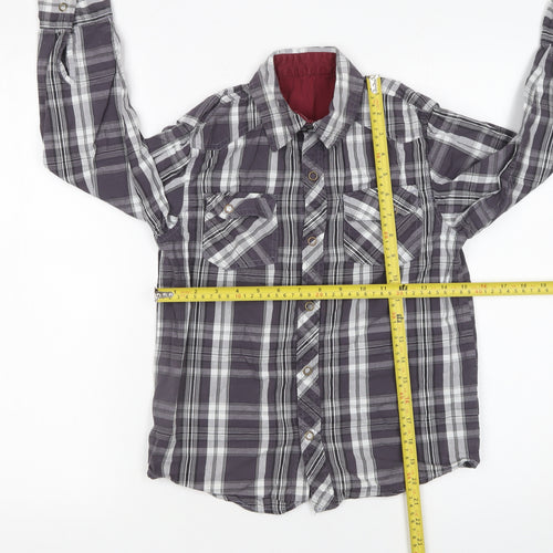 St. Bernard for Dunnes Boys Grey Check Button-Up Long Sleeve Shirt 8-9 Years