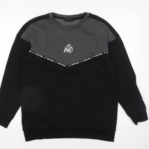 Kings Will Dream Boys Black & Grey Pullover Sweatshirt 14-15 Years Regular Fit