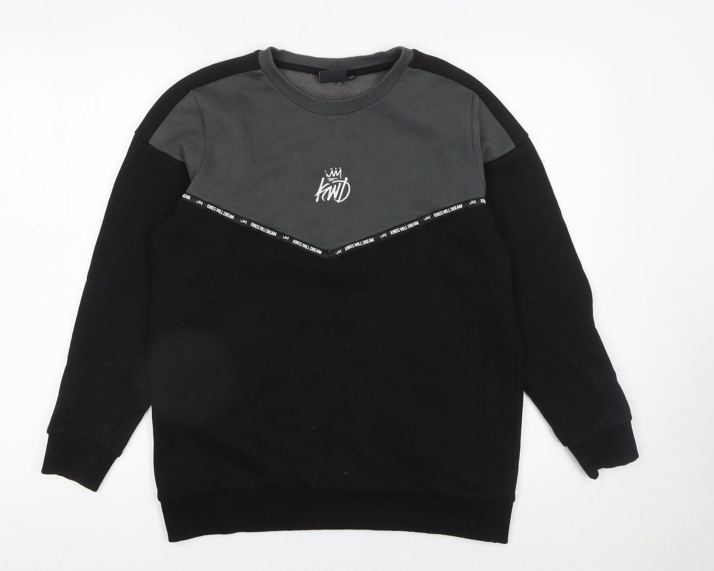 Kings Will Dream Boys Black & Grey Pullover Sweatshirt 14-15 Years Regular Fit