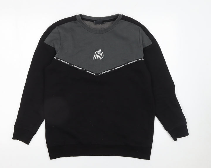 Kings Will Dream Boys Black & Grey Pullover Sweatshirt 14-15 Years Regular Fit