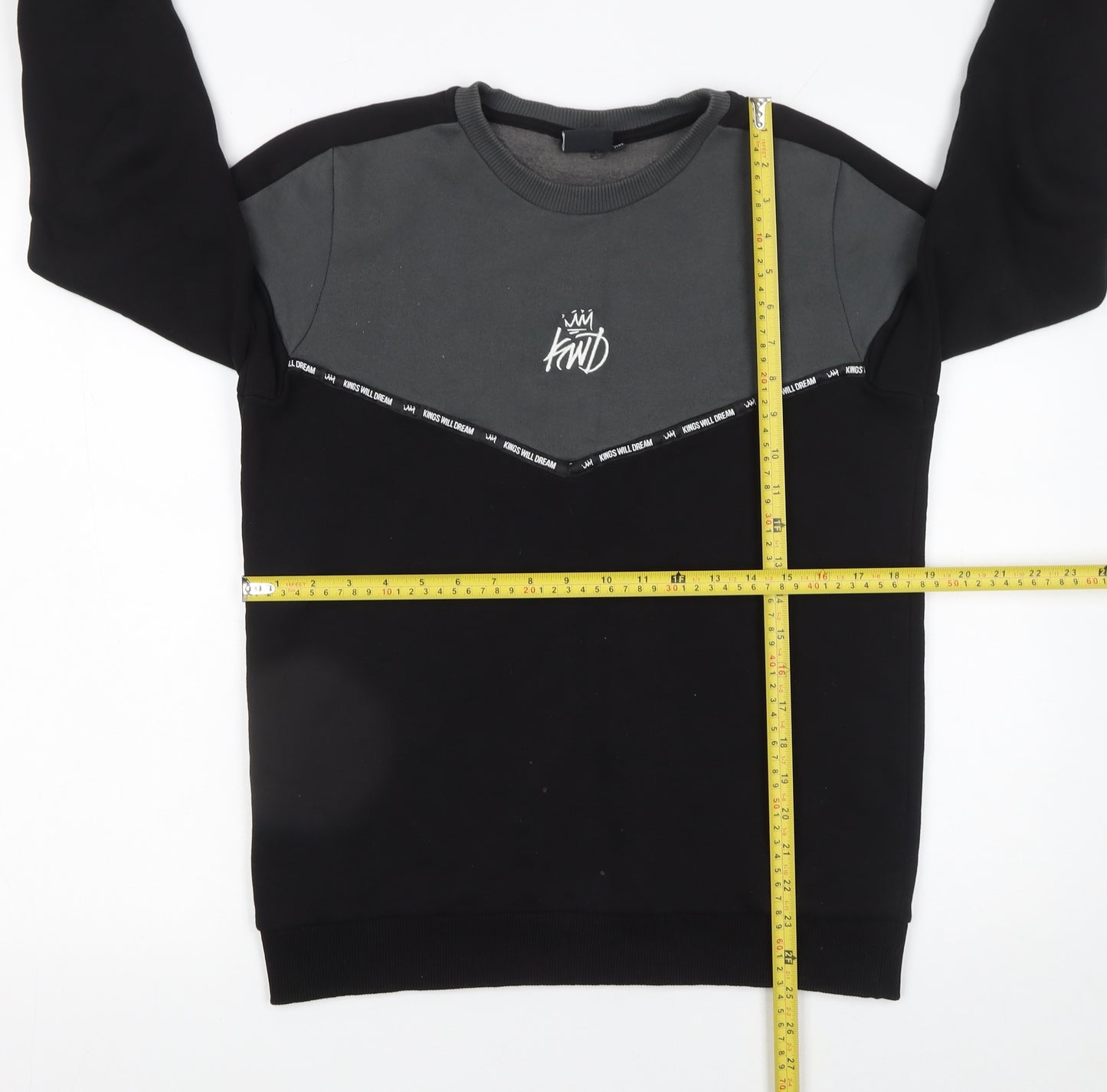 Kings Will Dream Boys Black & Grey Pullover Sweatshirt 14-15 Years Regular Fit