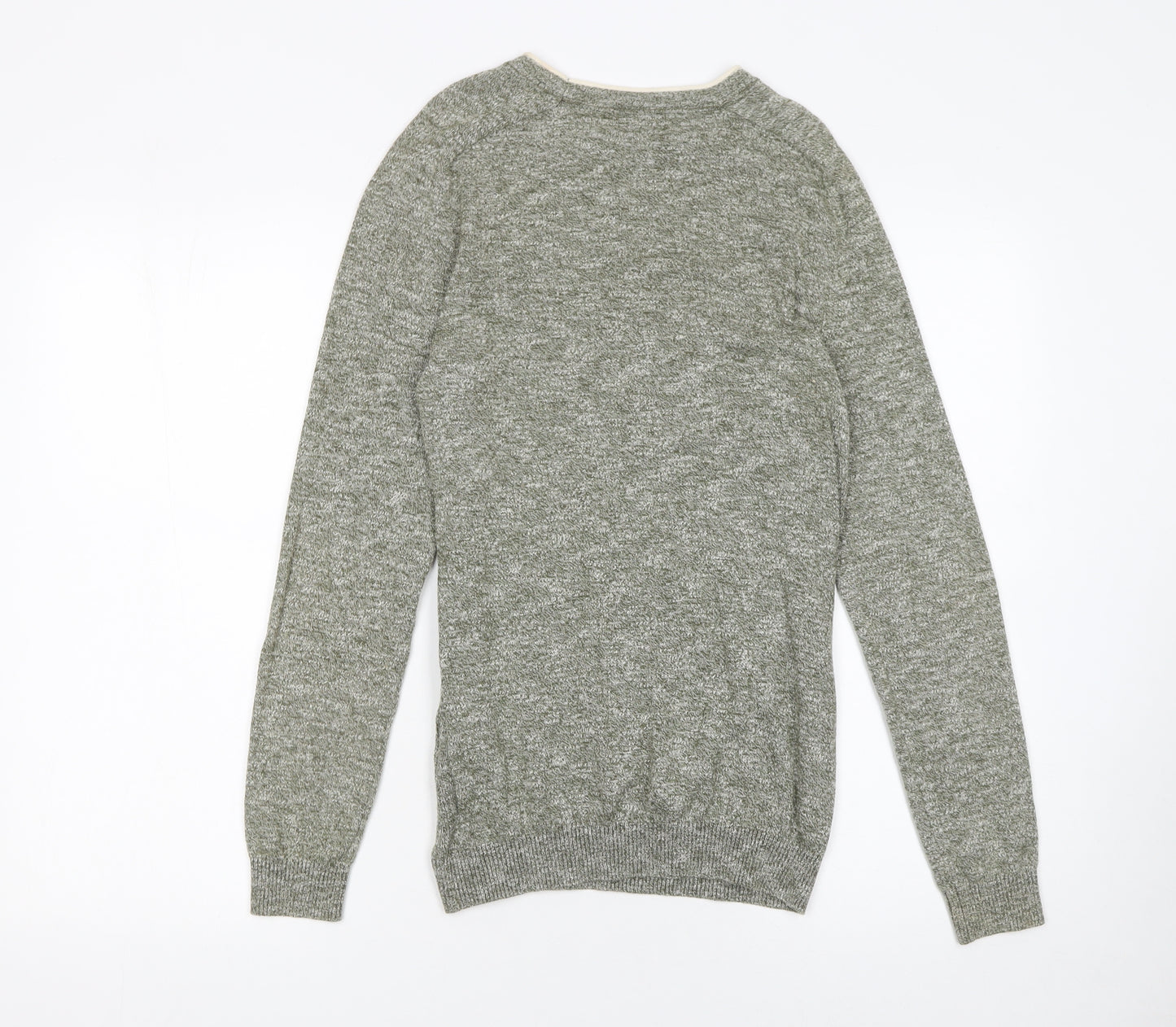 River Island Men's Grey Cotton Blend Crew Neck Pullover Jumper XS