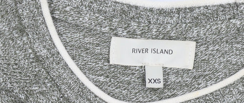 River Island Men's Grey Cotton Blend Crew Neck Pullover Jumper XS