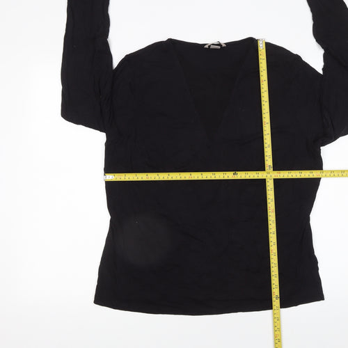 H&M Women’s Black Viscose Long Sleeve V-Neck Blouse Size 18