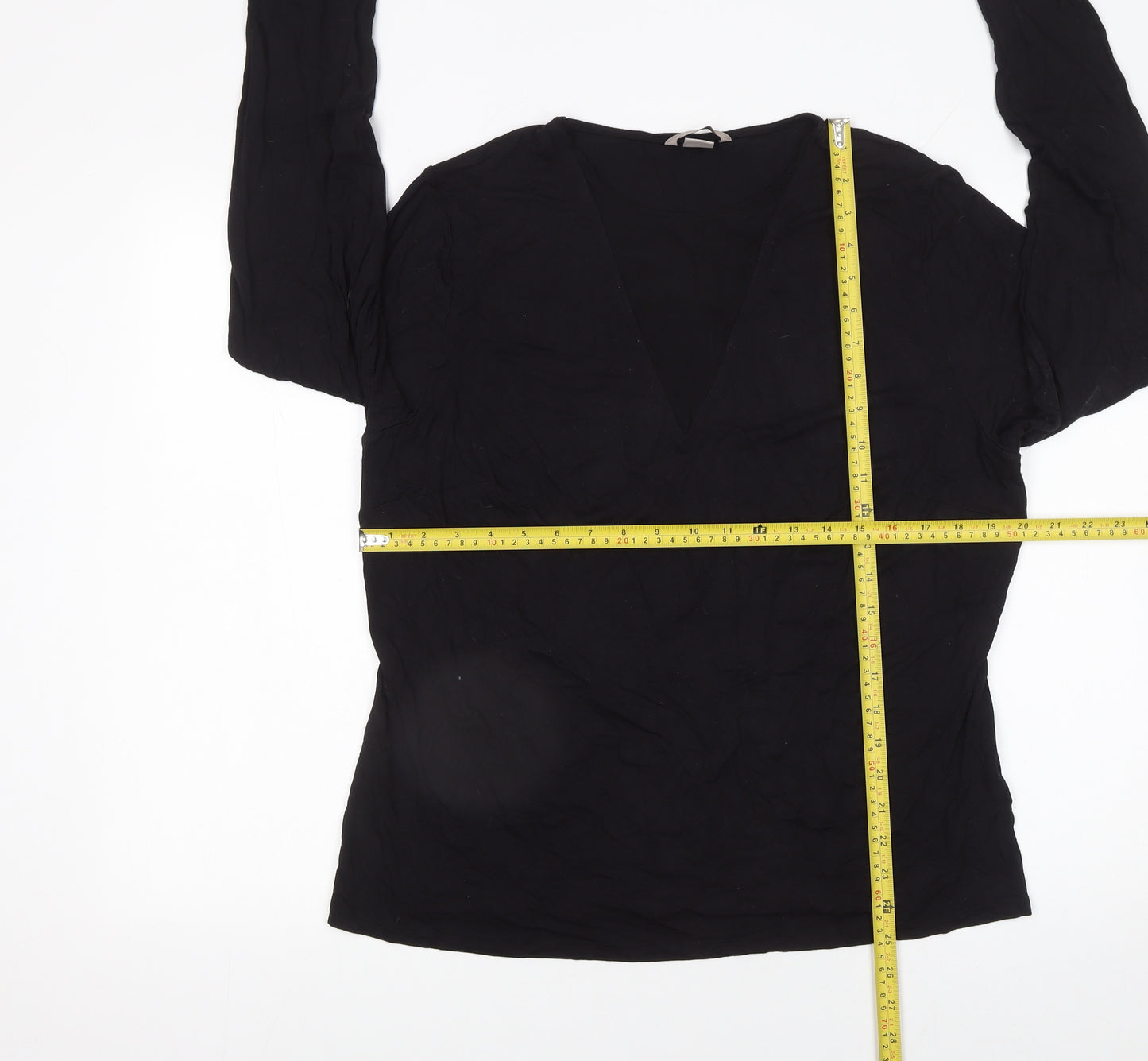 H&M Women’s Black Viscose Long Sleeve V-Neck Blouse Size 18