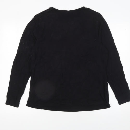 H&M Women’s Black Viscose Long Sleeve V-Neck Blouse Size 18