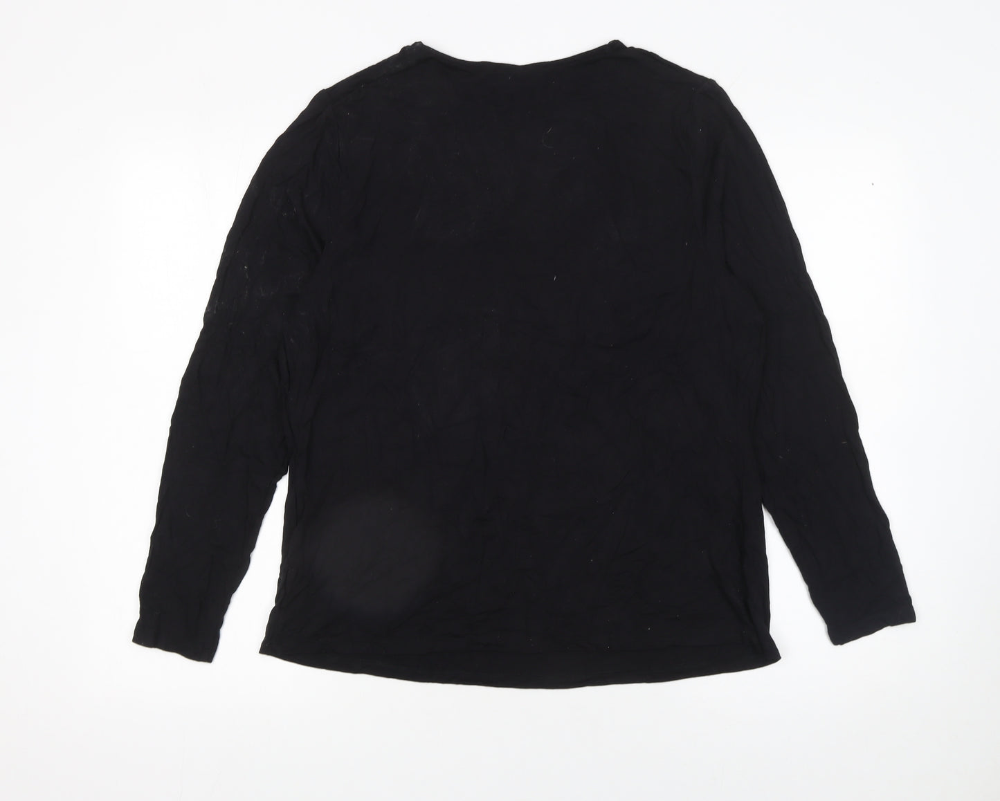 H&M Women’s Black Viscose Long Sleeve V-Neck Blouse Size 18