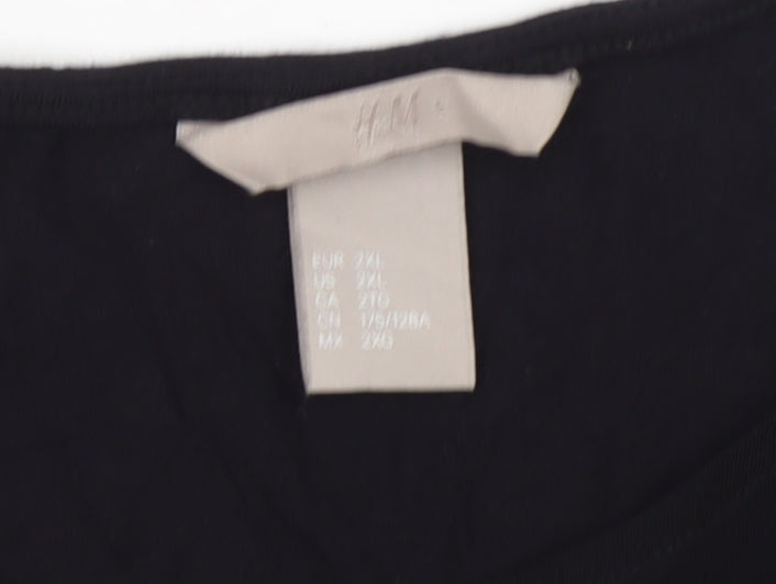 H&M Women’s Black Viscose Long Sleeve V-Neck Blouse Size 18