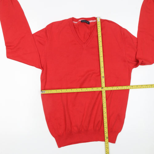 Filippo Riberti Mens Red Cotton V-Neck Pullover Jumper M