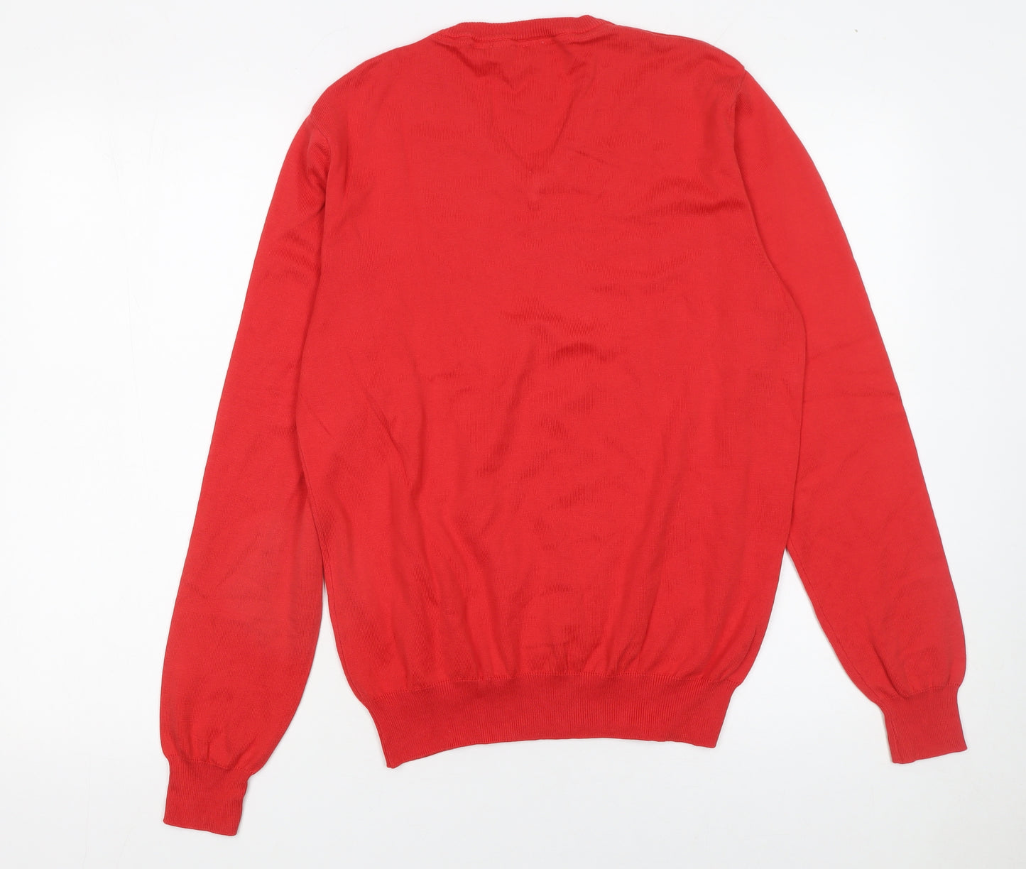 Filippo Riberti Mens Red Cotton V-Neck Pullover Jumper M