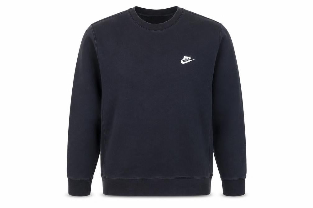 Front view of Nike Men's Black Medium Crew Neck Pullover Sweatshirt